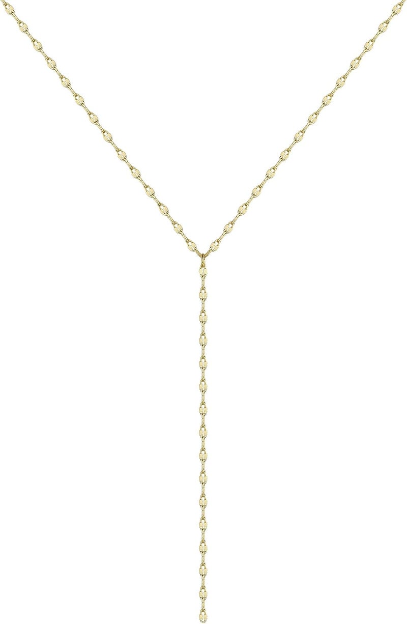 Pancert Gold Necklace for Women, Dainty Long Necklace 14k Gold Plated/Silver Y-Shaped Pendant Necklace Trendy Layered Cz Beaded Chain Lip chain Drop Necklaces for Women Gift Jewelry - Image 4